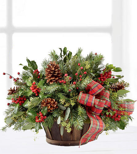 Holiday Homecoming Basket of Winter Greens