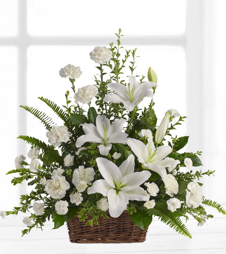 Peaceful White Lilies Basket